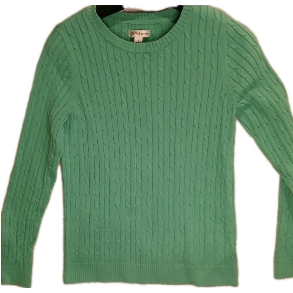 Croft & Barrow Green Cable Knit Sweater Womens Small Cotton Pullover Classic Sof